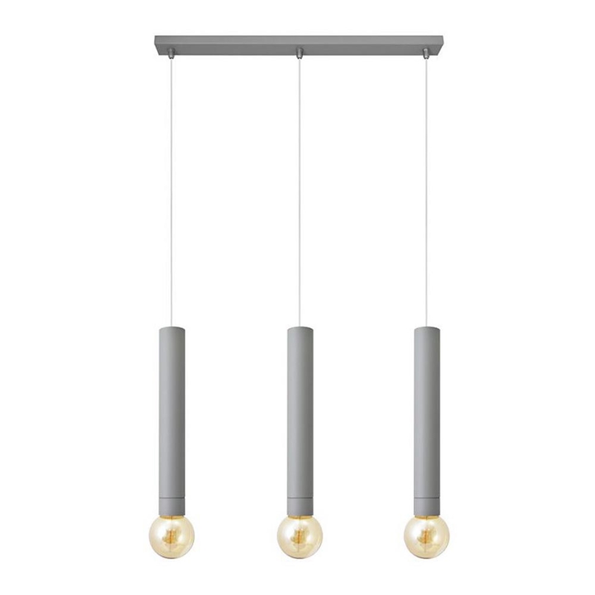 Lampadario a sospensione con filo TUBA 3xE27/15W/230V grigio