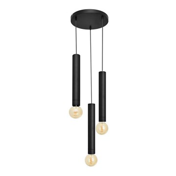 Lampadario a sospensione con filo TUBA 3xE27/15W/230V nero