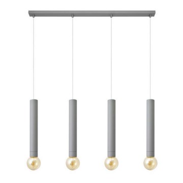 Lampadario a sospensione con filo TUBA 4xE27/15W/230V grigio