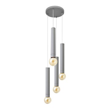 Lampadario a sospensione con filo TUBA 4xE27/15W/230V grigio