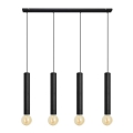 Lampadario a sospensione con filo TUBA 4xE27/15W/230V nero