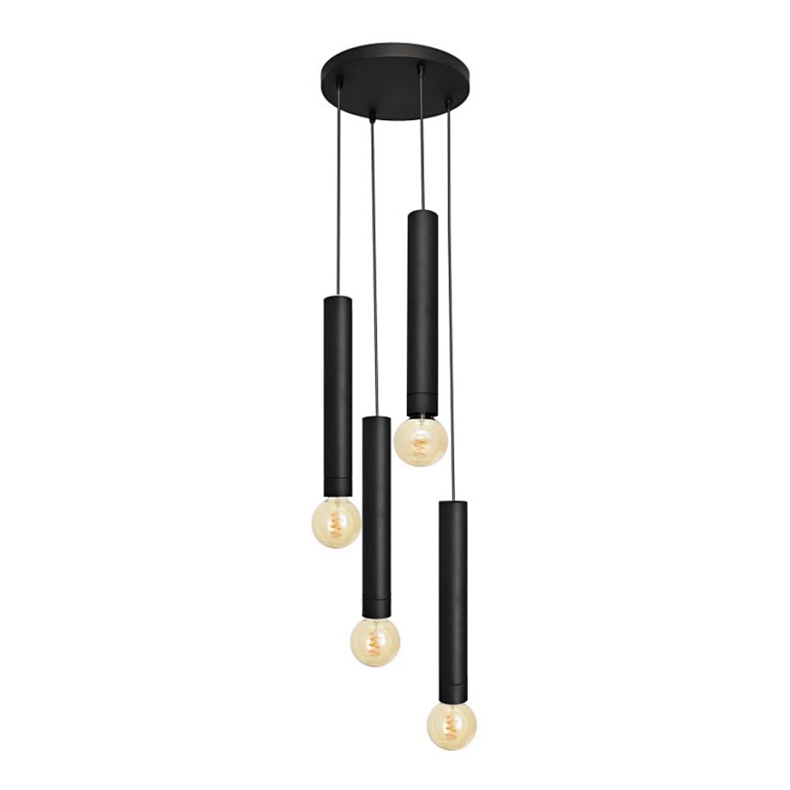 Lampadario a sospensione con filo TUBA 4xE27/15W/230V nero