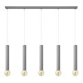 Lampadario a sospensione con filo TUBA 5xE27/15W/230V grigio