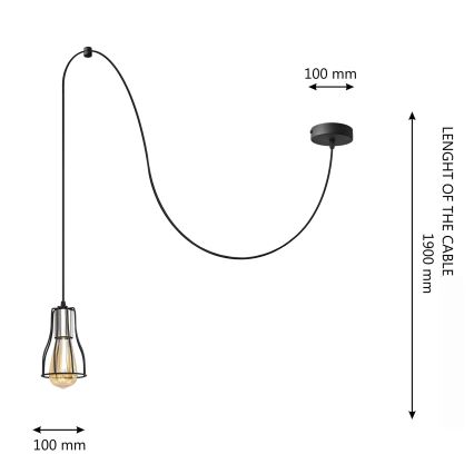 Lampadario a sospensione con filo TUBE 1xE27/15W/230V nero/cromo lucido