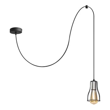 Lampadario a sospensione con filo TUBE 1xE27/15W/230V nero/cromo lucido