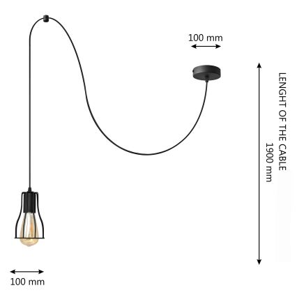Lampadario a sospensione con filo TUBE 1xE27/15W/230V nero