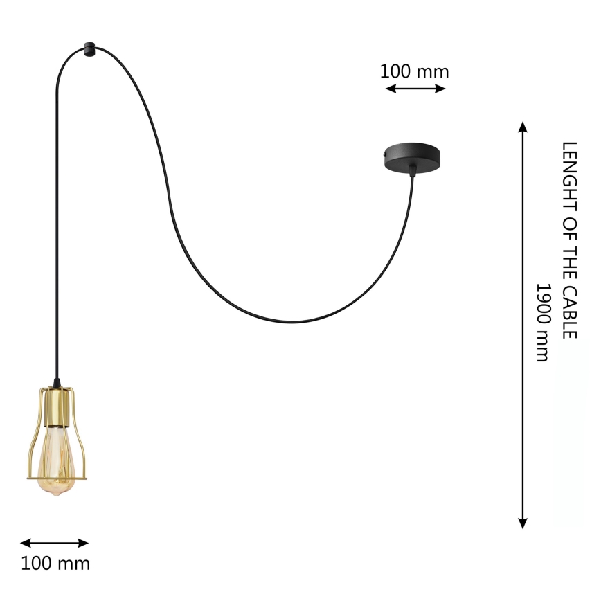 Lampadario a sospensione con filo TUBE 1xE27/15W/230V nero/oro