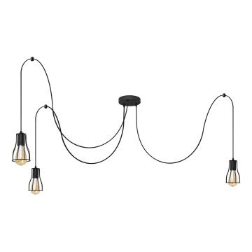 Lampadario a sospensione con filo TUBE 3xE27/15W/230V ragno nero