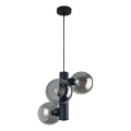 Lampadario a sospensione con filo TUBE 3xE27/60W/230V nero/fumé nero