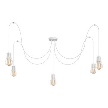 Lampadario a sospensione con filo TUBE 5xE27/15W/230V ragno bianco