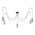Lampadario a sospensione con filo TUBE 5xE27/15W/230V ragno nero/cromo lucido
