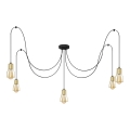 Lampadario a sospensione con filo TUBE 5xE27/15W/230V ragno nero/oro