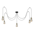 Lampadario a sospensione con filo TUBE 5xE27/15W/230V ragno nero/oro