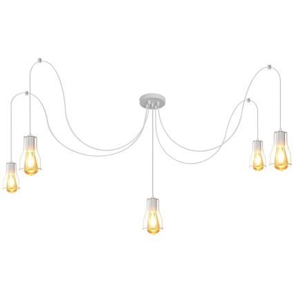 Lampadario a sospensione con filo TUBE LONG 5xE27/10W/230V bianco
