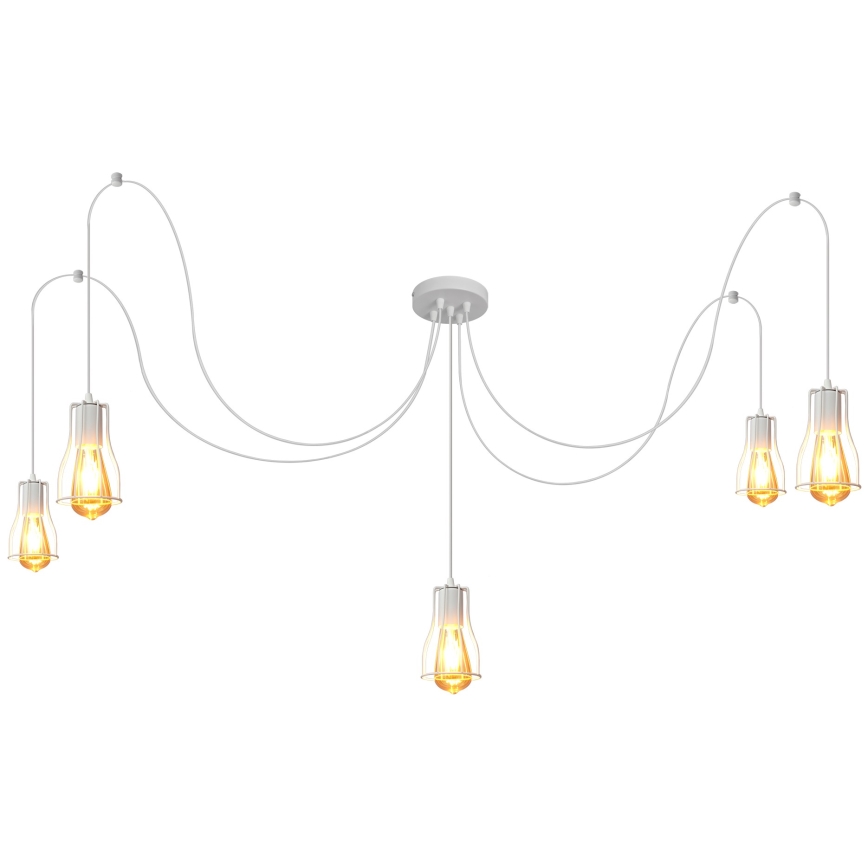 Lampadario a sospensione con filo TUBE LONG 5xE27/10W/230V bianco