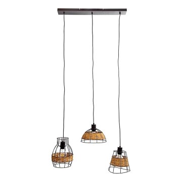 Lampadario a sospensione con filo TUNIS 4xE27/40W/230V nero/marrone