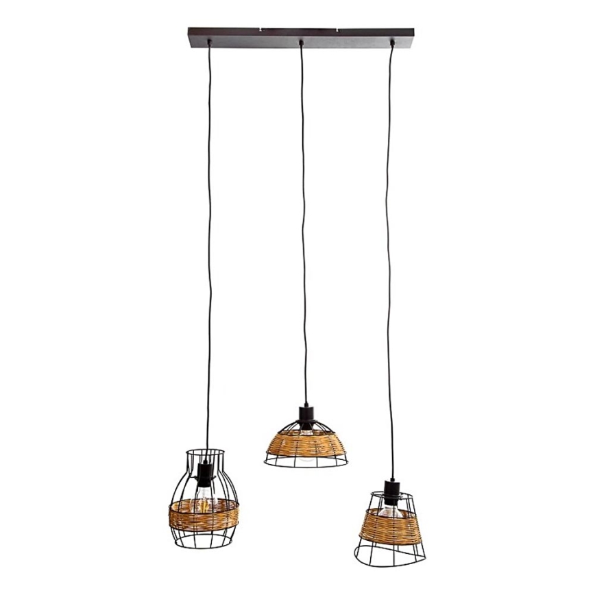 Lampadario a sospensione con filo TUNIS 4xE27/40W/230V nero/marrone