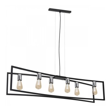 Lampadario a sospensione con filo TUNJA 6xE27/60W/230V nero/cromo lucido
