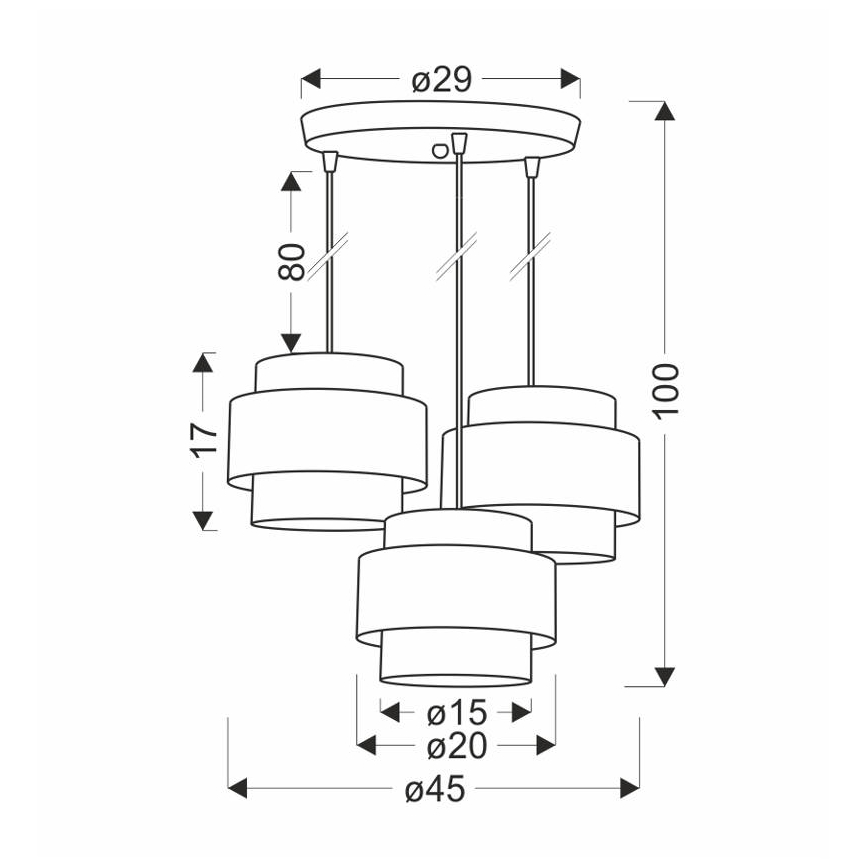 Lampadario a sospensione con filo TWIN 3xE27/40W/230V marrone/nero