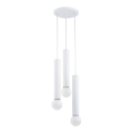 Lampadario a sospensione con filo TWISTER 3xE27/60W/230V diametro 28 cm bianco