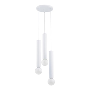 Lampadario a sospensione con filo TWISTER 3xE27/60W/230V diametro 28 cm bianco