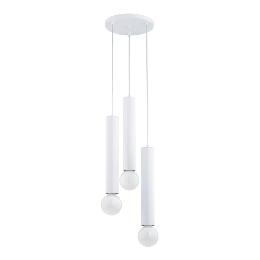 Lampadario a sospensione con filo TWISTER 3xE27/60W/230V diametro 28 cm bianco