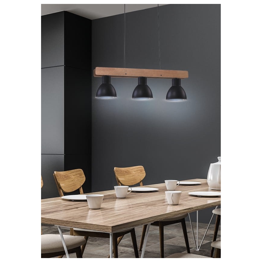 Lampadario a sospensione con filo VARIO 3xE27/60W/230V Betulla