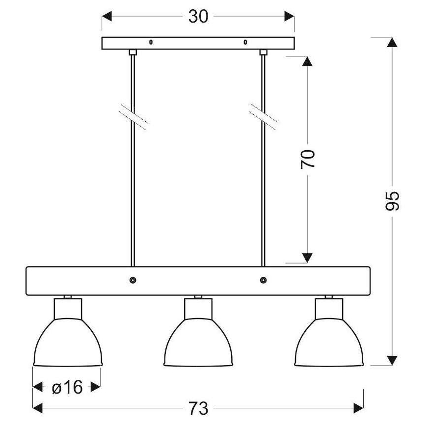 Lampadario a sospensione con filo VARIO 3xE27/60W/230V Betulla