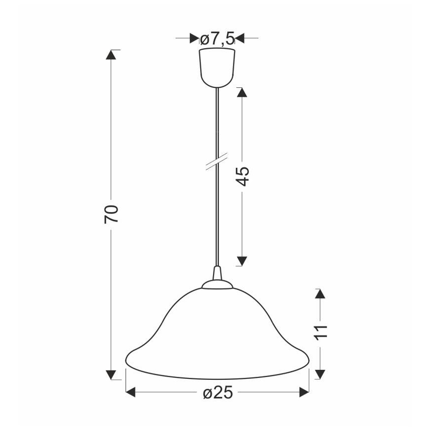 Lampadario a sospensione con filo VERA 1xE27/60W/230V cromo lucido/bianco