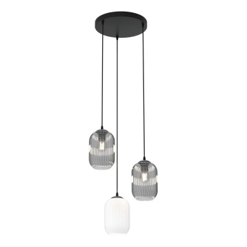 Lampadario a sospensione con filo VERDI 3xE27/15W/230V diametro 30 cm nero/grigio/bianco