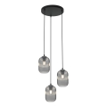 Lampadario a sospensione con filo VERDI 3xE27/15W/230V diametro 30 cm nero/grigio