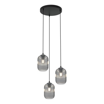 Lampadario a sospensione con filo VERDI 3xE27/15W/230V diametro 30 cm nero/grigio