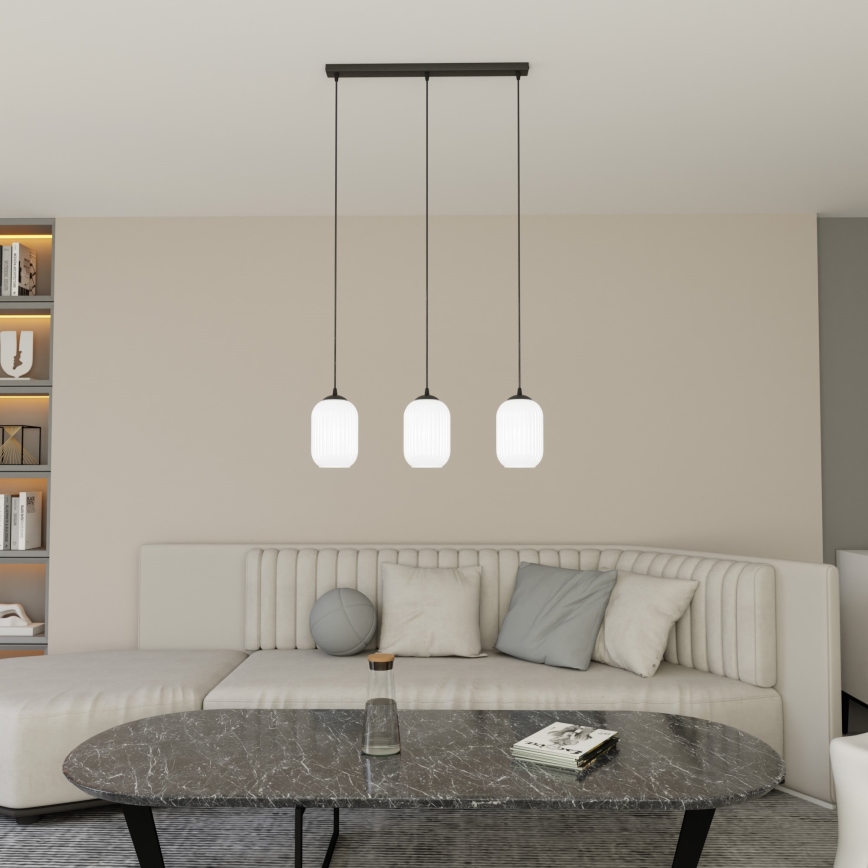 Lampadario a sospensione con filo VERDI 3xE27/15W/230V nero/bianco