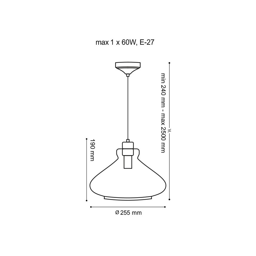 Lampadario a sospensione con filo VETRO 1xE27/60W/230V