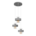 Lampadario a sospensione con filo VOLTA 3xE27/15W/230V diametro 42 cm grigio