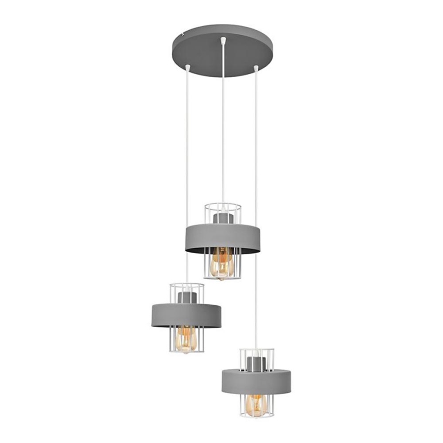 Lampadario a sospensione con filo VOLTA 3xE27/15W/230V diametro 42 cm grigio