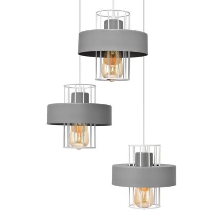 Lampadario a sospensione con filo VOLTA 3xE27/15W/230V diametro 42 cm grigio
