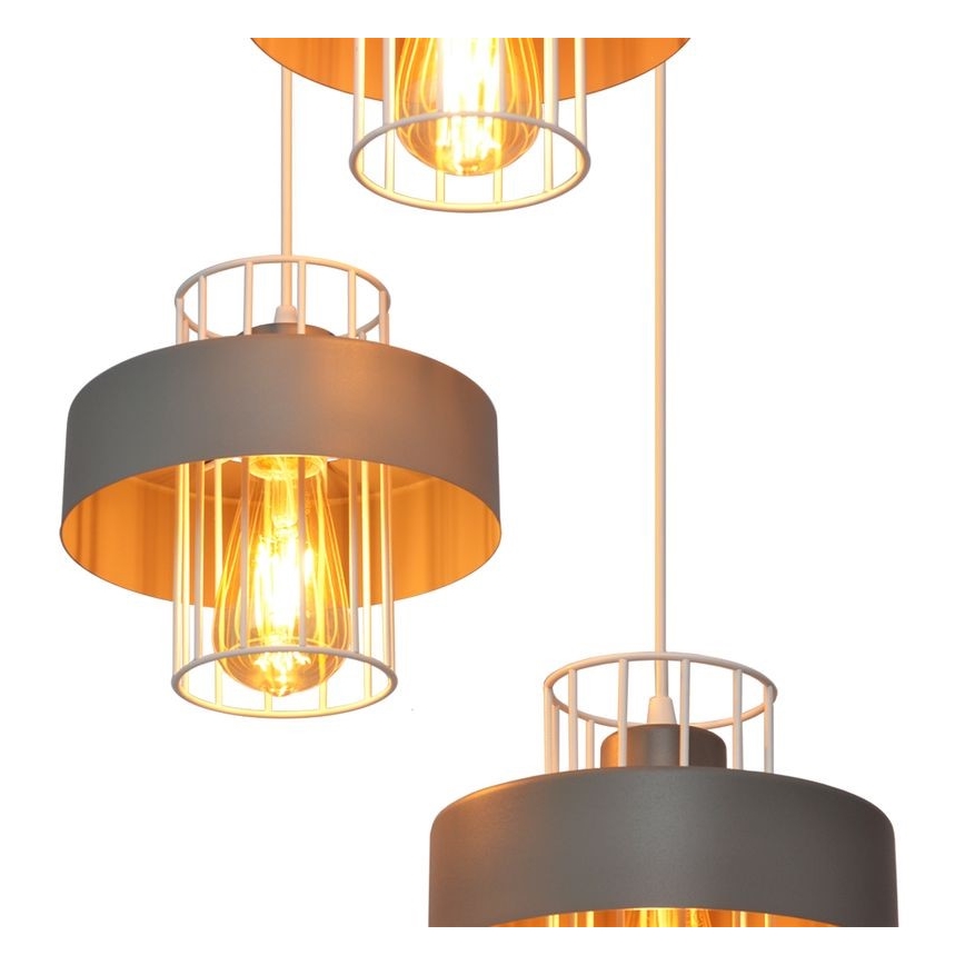 Lampadario a sospensione con filo VOLTA 3xE27/15W/230V diametro 42 cm grigio