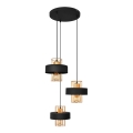 Lampadario a sospensione con filo VOLTA 3xE27/15W/230V nero/oro