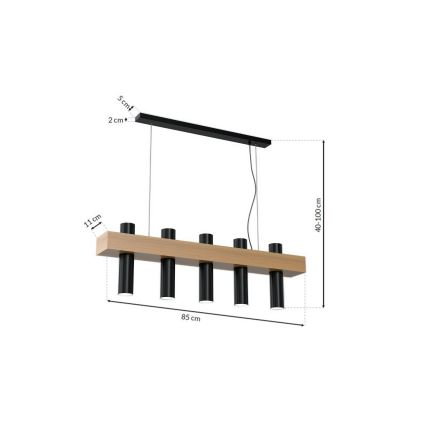 Lampadario a sospensione con filo WEST 5xGU10/25W/230V