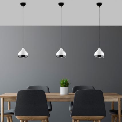 Lampadario a sospensione con filo YILDO 1xE27/40W/230V bianco/nero
