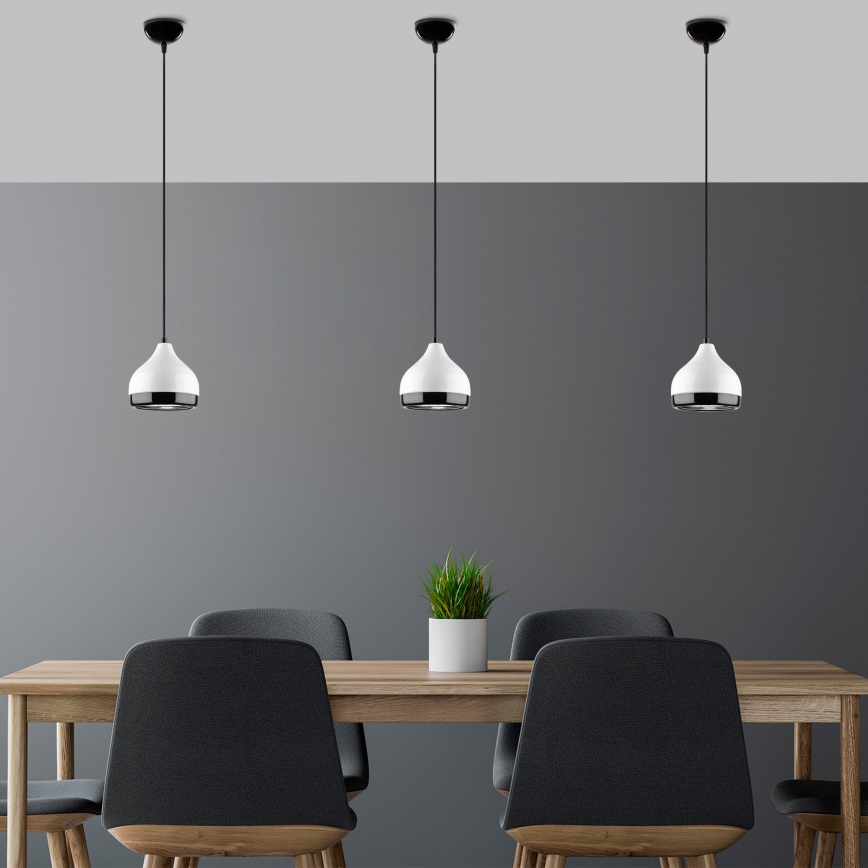Lampadario a sospensione con filo YILDO 1xE27/40W/230V bianco/nero