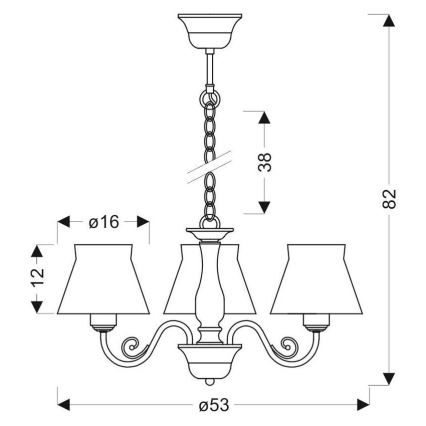 Lampadario a sospensione con filo ZEFIR 3xE27/40W/230V