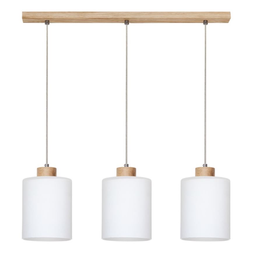 Lampadario a sospensione con filo ZEFIR 3xE27/60W/230V quercia