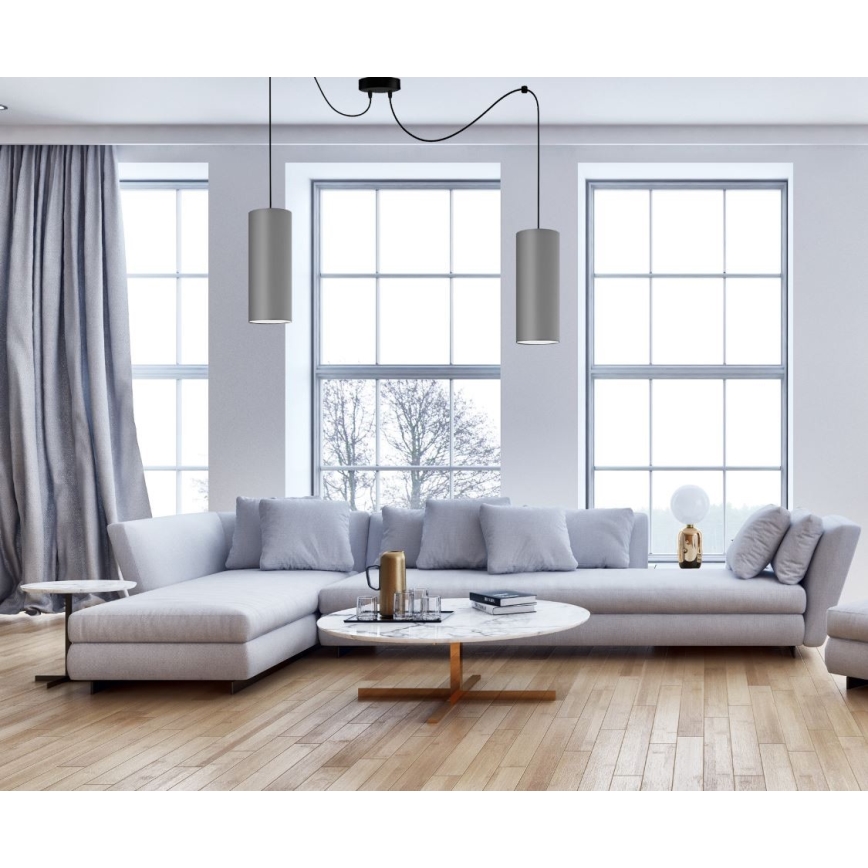 Lampadario a sospensione con filo ZIK 2xE27/40W/230V ragno grigio