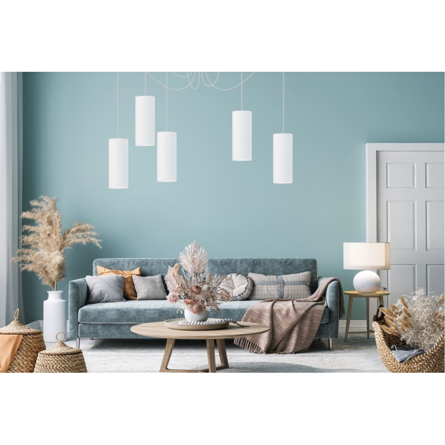 Lampadario a sospensione con filo ZIK 5xE27/40W/230V ragno bianco