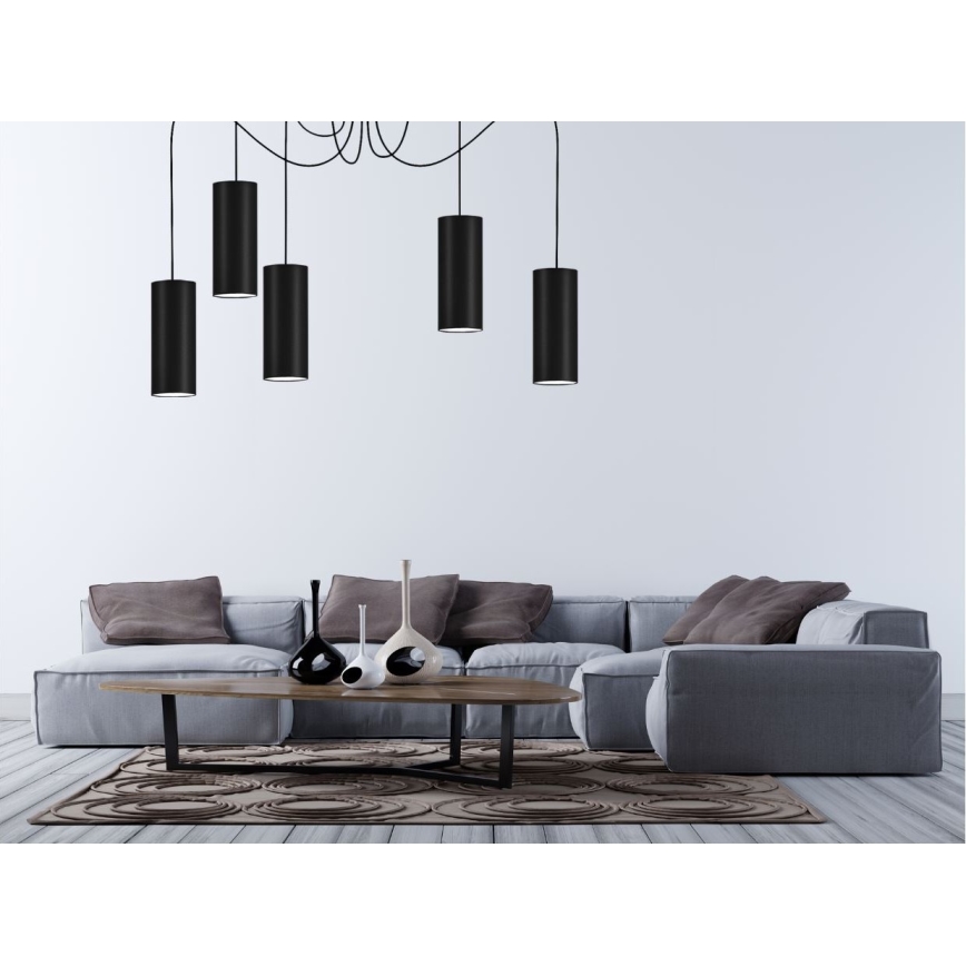 Lampadario a sospensione con filo ZIK 5xE27/40W/230V ragno nero