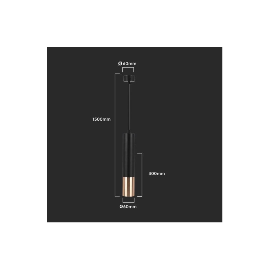 Lampadario a sospensione con supporto rigido 1xGU10/35W/230V 30 cm nero/oro