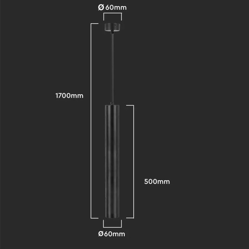 Lampadario a sospensione con supporto rigido 1xGU10/35W/230V 50 cm nero
