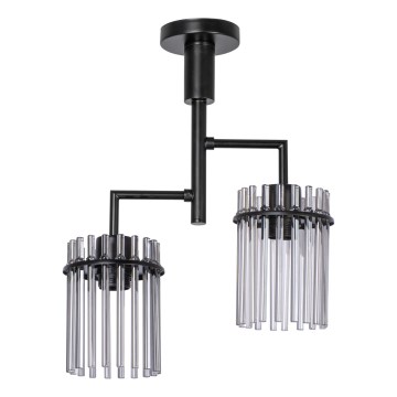 Lampadario a sospensione con supporto rigido 2xE27/60W/230V nero/fumé
